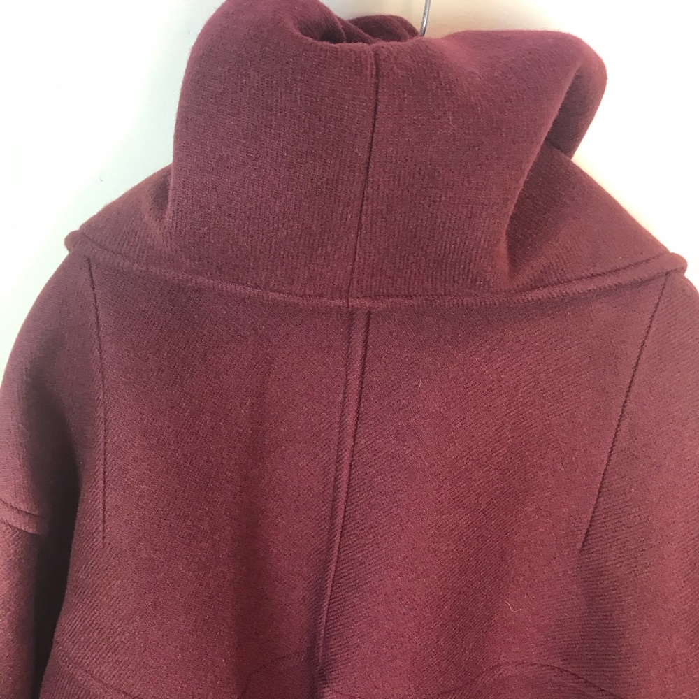 CARVEN France Oversized Wool Coat Jacket Belt Zip Front Hood Collar Pockets Rare - Picture 10 of 16